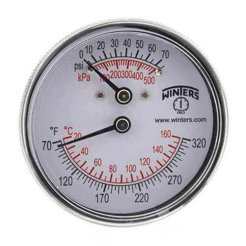 1/4 NPT Back Mount 70-320 Deg F/C 2-1/2 Dial Display 1/4 NPT Back Mount TTD404 ±3-2-3% Accuracy 0-75psi/kpa 2-1/2 Dial Display Winters TTD Series Steel Dual Scale Tridicator Thermometer with 2 Stem 1/4 NPT Back Mount 70-320 Deg F/C 2-1/2 Dial Display 1/4 NPT Back Mount TTD404 ±3-2-3% Accuracy 0-75psi/kpa 2-1/2 Dial Display Winters TTD Series Steel Dual Scale Tridicator Thermometer with 2 Stem