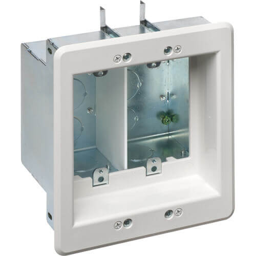 Main product image of 2-Gang Steel Recessed TV Box (White)