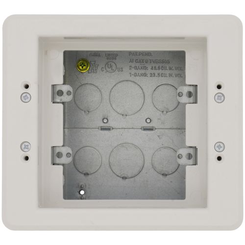 Main product image of 2-Gang Steel Recessed TV Box (White)