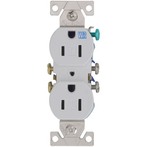 Main product image of Residential Grade Tamper & Weather-Resistant Duplex Receptacle, 15A, 2P, 3W, NEMA  5-15R, Side & Push Wire - White (125V)
