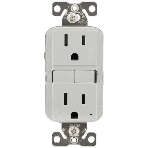 Main product image of Self-Test Tamper & Weather Resistant GFCI Duplex Receptacle, 15A, Slim, 5-15R, Back & Side Wire - 125V (White)