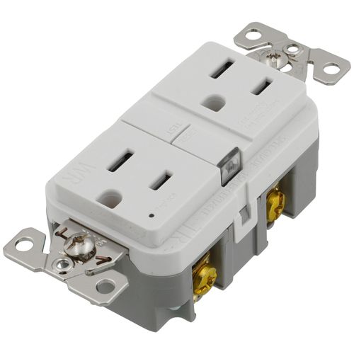 Main product image of Self-Test Tamper & Weather Resistant GFCI Duplex Receptacle, 15A, Slim, 5-15R, Back & Side Wire - 125V (White)
