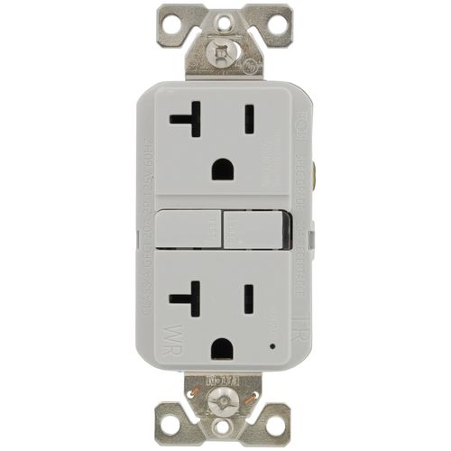 Main product image of Self-Test Tamper & Weather Resistant GFCI Duplex Receptacle, 20A, Slim, 5-20R, Back & Side Wire - 125V (White)