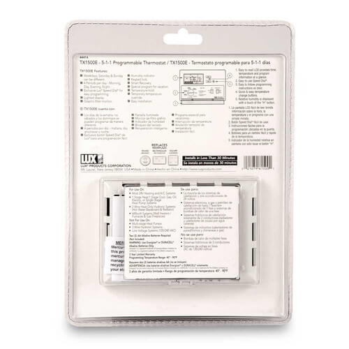 Lux TX1500E 511 Day Programmable Smart Temp Heating & Cooling