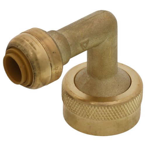Main product image of 1/4" SharkBite x 3/4" Garden Hose Nut 90-Degree Elbow (Lead Free), U2276LFA