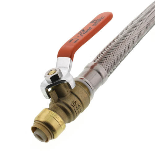 Main product image of 1/2" Sharkbite Ball Valve x 3/4" FIP Flexible Water Heater Connector, Lead Free (18" Length)