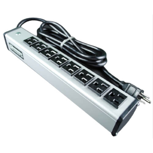 Main product image of 8 Outlet Grey Power Strip, Snap-On Mount, 13" Length (15 ft. Cord)