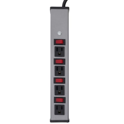 Main product image of 4 Outlet Grey Deluxe Control Power Strip, Lighted Switch, Snap-On Mount, 13" Length (6 ft. Cord)