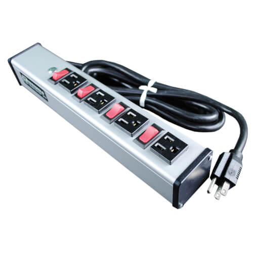 Main product image of 4 Outlet Grey Deluxe Control Power Strip, Lighted Switch, Snap-On Mount, 13" Length (15 ft. Cord)