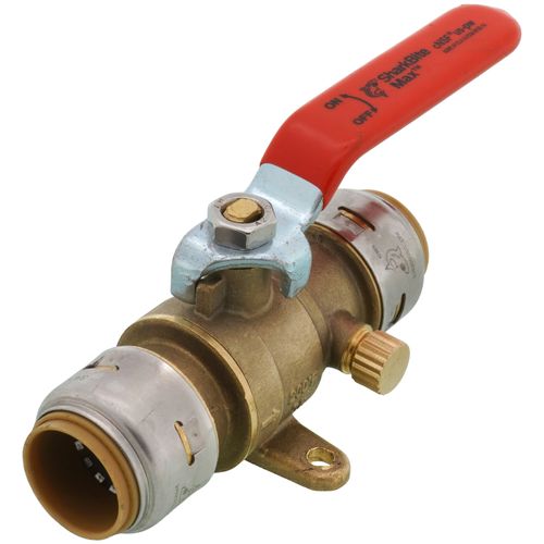 Main product image of 3/4" SharkBite Max Ball Valve with Drain and Mounting Bracket, Quarter-Turn (Lead Free)