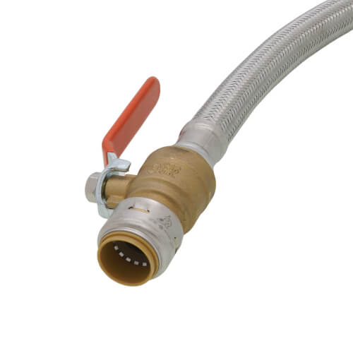 Main product image of 3/4" Sharkbite Max Ball Valve x 3/4" FIP Stainless Steel Braided Water Heater Connector, Lead Free (18" Length)