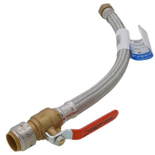 Main product image of 3/4" Sharkbite Max Ball Valve x 3/4" FIP Stainless Steel Braided Water Heater Connector, Lead Free (18" Length)