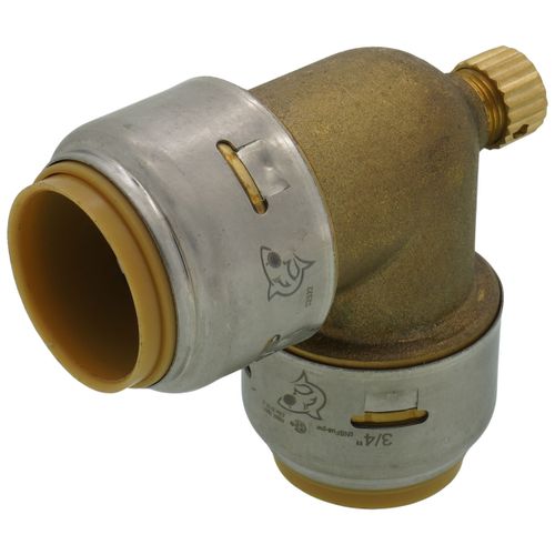 Main product image of 3/4" Sharkbite Max 90-Degree Elbow with 1/8" NPSM Thread Drain/Vent (Lead Free)