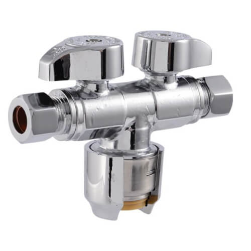 Main product image of 1/2” SB Max X 3/8” OD X 3/8” OD Comp Dual Stop Valve