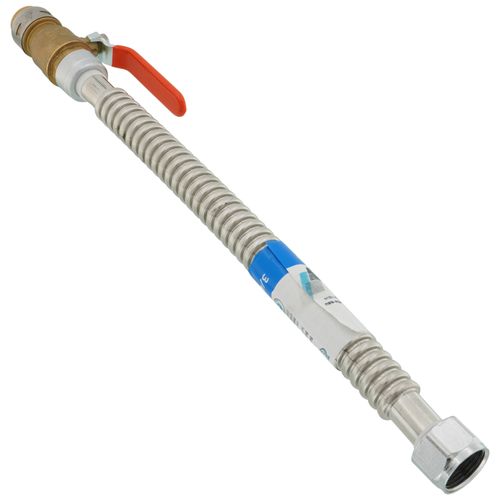 Main product image of 3/4" X 3/4" FIP, 18" Stainless Steel Corrugated SharkBite Max Water Heater Connector with Ball Valve