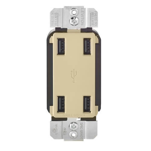 Main product image of 4-Port USB Receptacle Device - Ivory (4.2A, 125V, 25W)