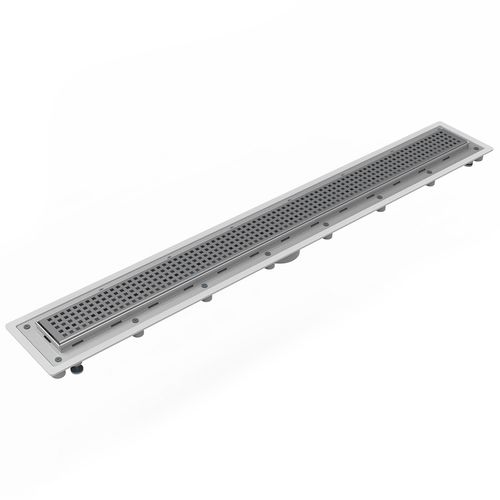 Main product image of 48" Complete Universal Infinity Drain Kit w/ PVC Channel & Squares Pattern Grate (Satin Stainless)