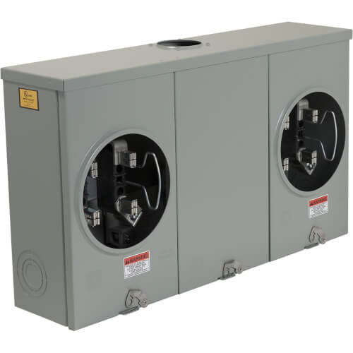 Main product image of 2 Gang Horizontal Overhead/Underground Ringless, 4 Jaw Meter Socket, 600V, 17R (200A)