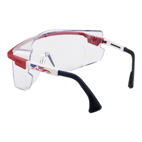 Main product image of Astrospec 3000 (OTG) Anti-Fog & Scratch-Resistant Safety Glasses, Polycarbonate, Clear Lenses, Full-Framed, Red/White/Blue Frame