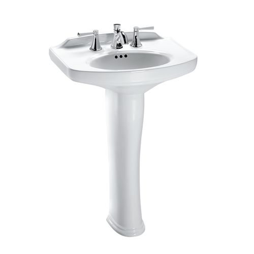 Main product image of LPT642.4#01 Dartmouth Rectangular Pedestal Bathroom Sink w/ Arched Front for 4" Center Faucets (Cotton White)