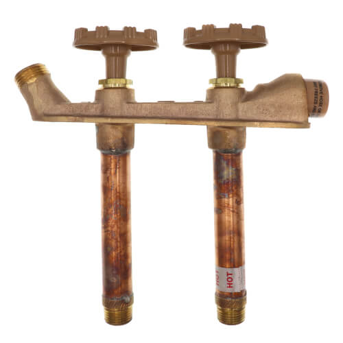 Main product image of Model V22 4", 1/2" MPT x Sweat Inlet Vertical Hot & Cold Anti-Siphon Wall Faucet w/ Metal Handle