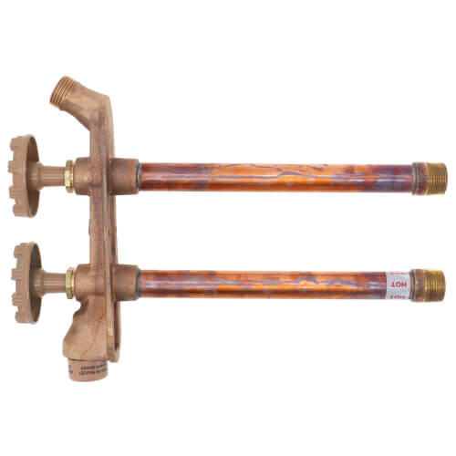 Main product image of Model V22 8", 1/2" FPT x 3/4" MPT Inlet Vertical Hot & Cold Anti-Siphon Wall Faucet w/ Metal Handle