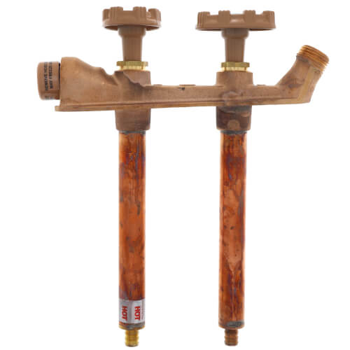 Main product image of Model V22 4", 1/2" PEX Inlet Vertical Hot & Cold Anti-Siphon Wall Faucet w/ Metal Handle