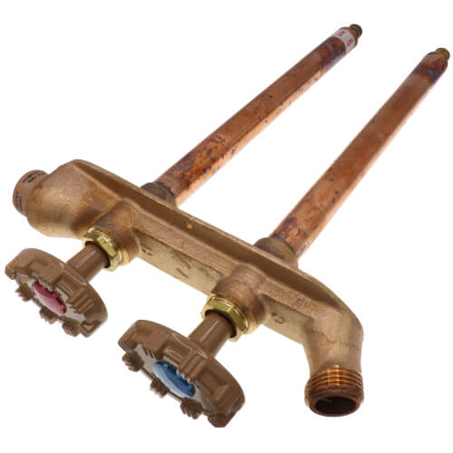 Main product image of Model V22 10", 1/2" Expansion PEX Inlet Vertical Hot & Cold Anti-Siphon Wall Faucet w/ Metal Handle