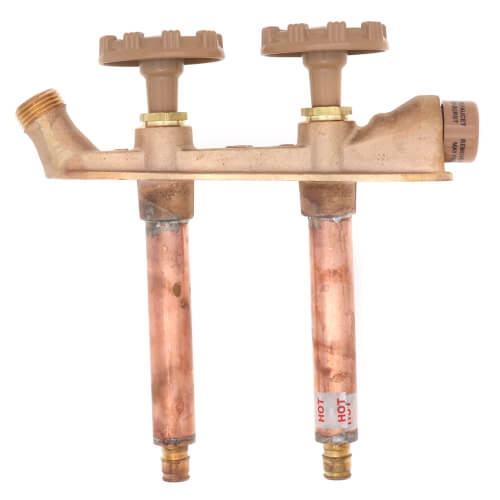 Main product image of Model V22 4", 1/2" Expansion PEX Inlet Vertical Hot & Cold Anti-Siphon Wall Faucet w/ Metal Handle