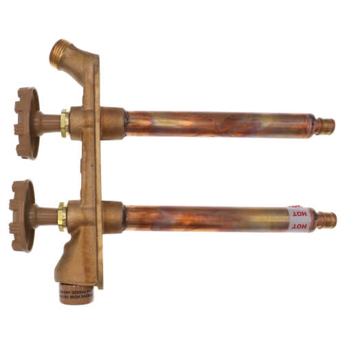 Main product image of Model V22 6", 1/2" Expansion PEX Inlet Vertical Hot & Cold Anti-Siphon Wall Faucet w/ Metal Handle