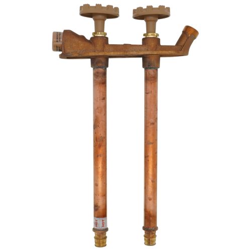 Main product image of Model V22 10", 3/4" Expansion PEX Inlet Vertical Hot & Cold Anti-Siphon Wall Faucet w/ Metal Handle
