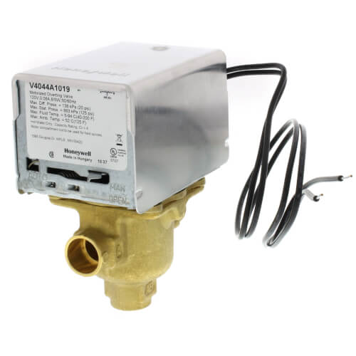 Main product image of 1/2" Sweat Connection 3 Way Zone Valve, Port A Normally Closed (120v)