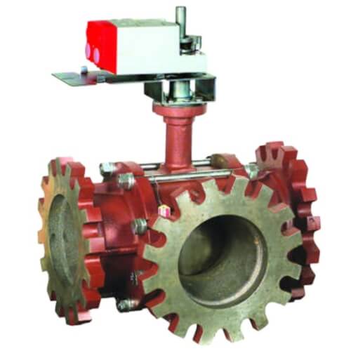 Main product image of 4" 3-Way Flange Actuated Control Ball Valve, Non-Spring Return Modulating (327 Cv)
