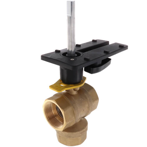 Main product image of 1-1/2" 3 Way Brass Threaded Control Ball Valve for DCA Actuator (32 Cv)