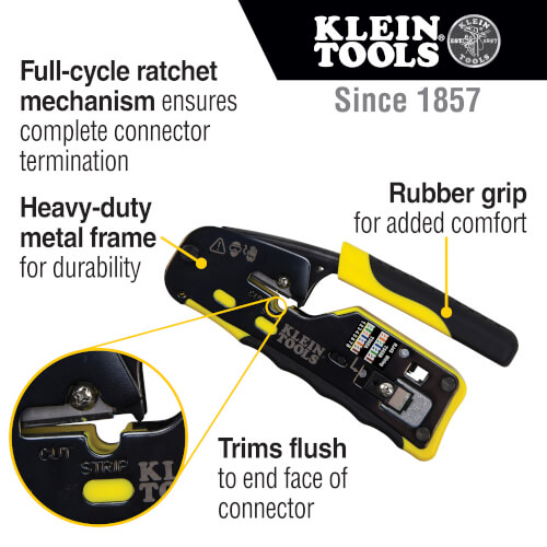 Main product image of Ratcheting Cable Crimper/ Stripper/Cutter, for Pass-Thru
