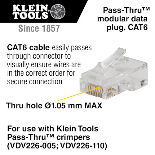 Main product image of RJ-45 CAT6 Pass-Thru Modular Data Plug (Pack of 50)