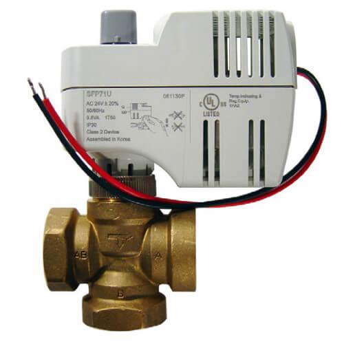 Main product image of 3/4" Three-Way Globe Zone Control Valve with Fail AB-B, 2-Position Actuator, 24 VAC (4.1 Cv)