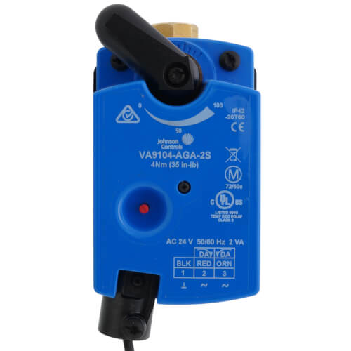 Main product image of 1/2" NPT 2-Way Brass Valve with VA9104 Non-Floating Point Actuator