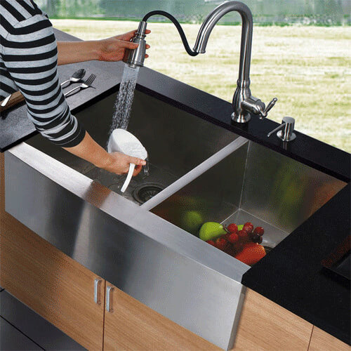Main product image of Apron Front Stainless Steel Kitchen Sink with Vigo VG02016 Faucet and Soap Dispenser