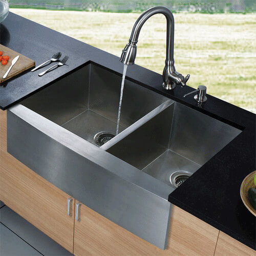 Main product image of Apron Front Stainless Steel Kitchen Sink with Vigo VG02016 Faucet and Soap Dispenser