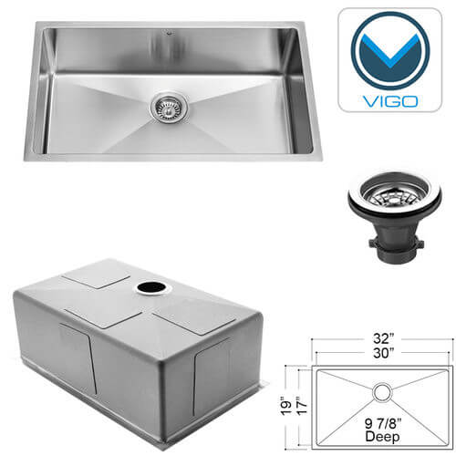 Main product image of Undermount Stainless Steel Kitchen Sink wi/ Vigo VG02015 Faucet and Soap Dispenser