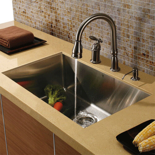 Main product image of Undermount Stainless Steel Kitchen Sink wi/ Vigo VG02015 Faucet and Soap Dispenser