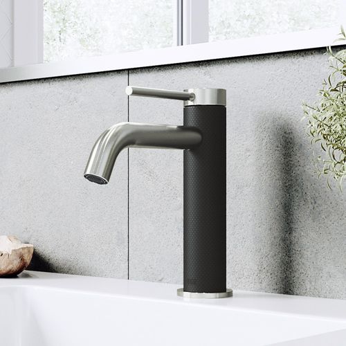 Main product image of Madison Single Handle Bathroom Faucet (Brushed Nickel/Carbon Fiber), VG01044BN