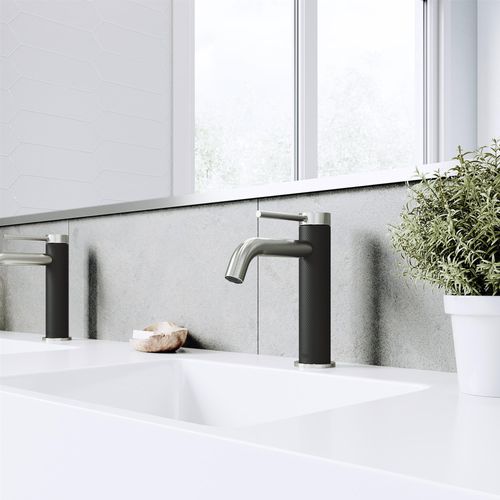Main product image of Madison Single Handle Bathroom Faucet (Brushed Nickel/Carbon Fiber), VG01044BN