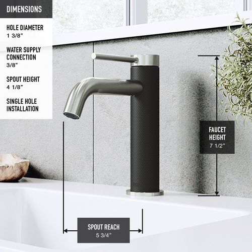 Main product image of Madison Single Handle Bathroom Faucet (Brushed Nickel/Carbon Fiber), VG01044BN