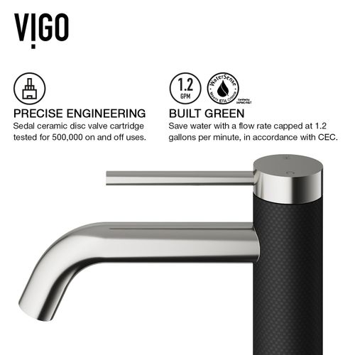 Main product image of Madison Single Handle Bathroom Faucet (Brushed Nickel/Carbon Fiber), VG01044BN