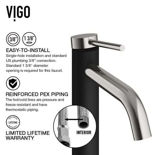 Main product image of Madison Single Handle Bathroom Faucet (Brushed Nickel/Carbon Fiber), VG01044BN