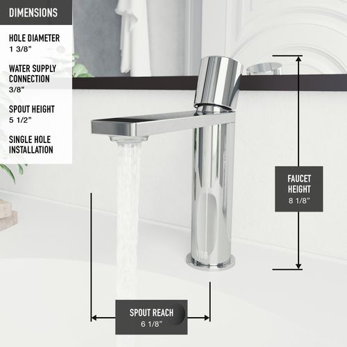 Main product image of Halsey Single Handle Bathroom Faucet (Chrome), VG01045CH