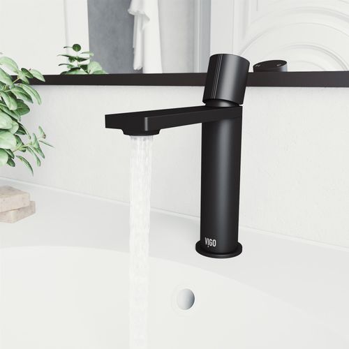 Main product image of Halsey Single Handle Bathroom Faucet (Matte Black), VG01045MB