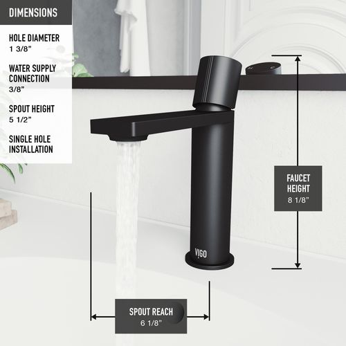 Main product image of Halsey Single Handle Bathroom Faucet (Matte Black), VG01045MB